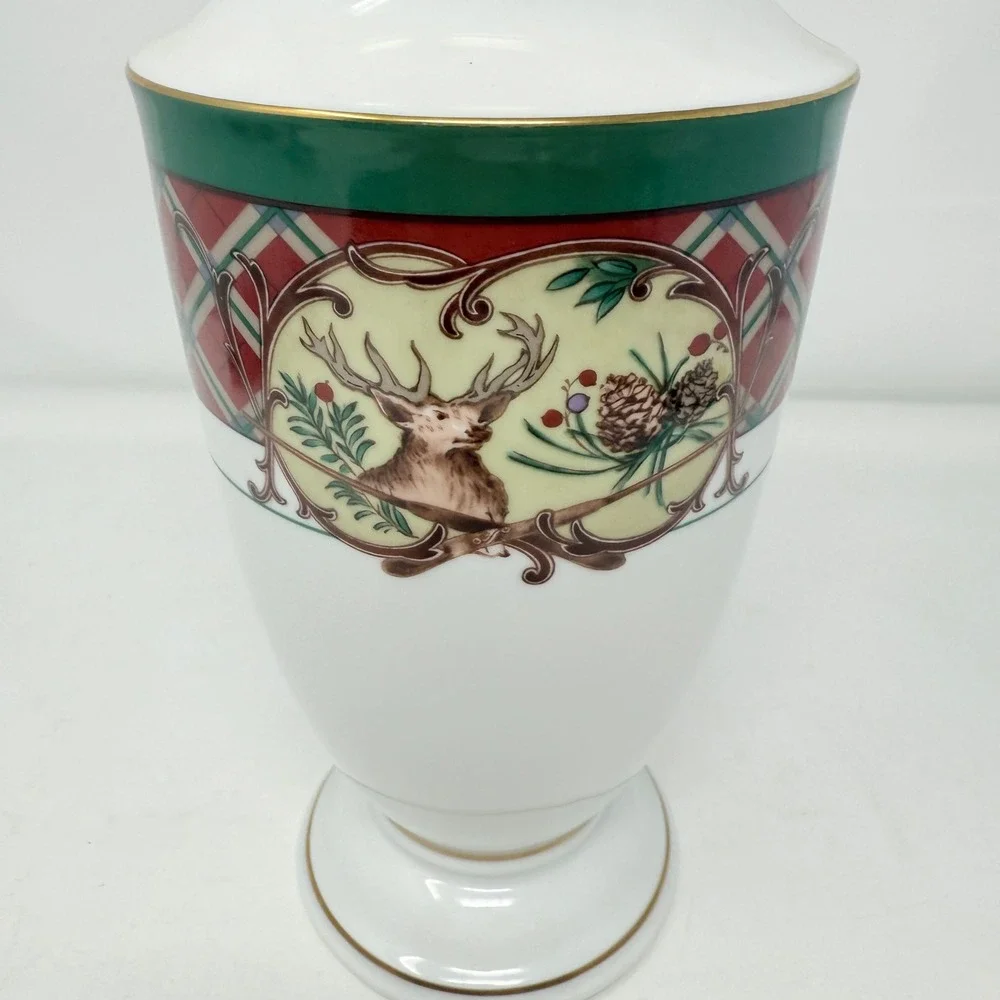 Rare Noritake Royal Hunt, 3930, Plaid, Fruit,‎ Animals: Flower Vase, 9